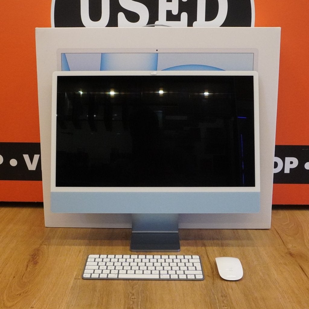 iMac 24" M1 8GB 256GB Blauw - Incl. Doos - 3 mnd Garantie, Computers en Software, Apple, Zo goed als nieuw, Support@apple.com