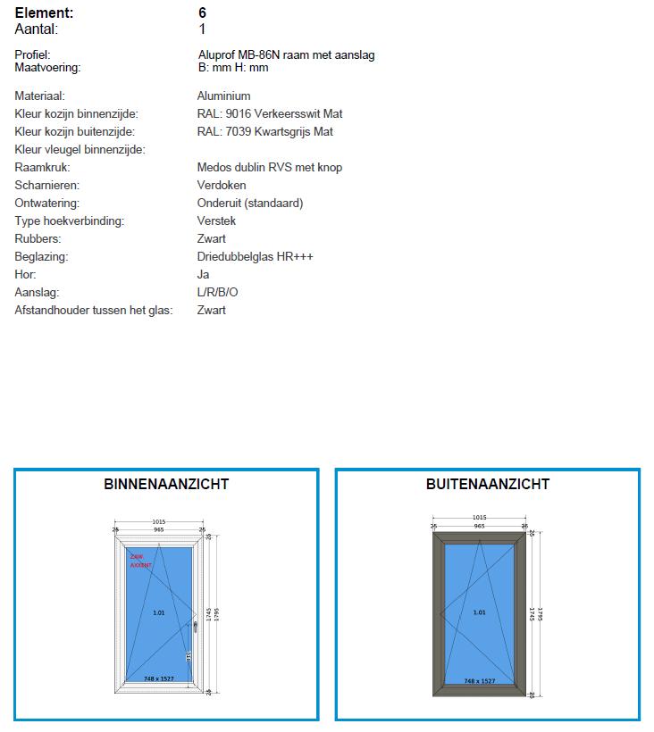 5st. nieuwe alu kozijnen met triple glas, horren en vitrage, Raamkozijn, 150 tot 225 cm, Inclusief glas, Ophalen