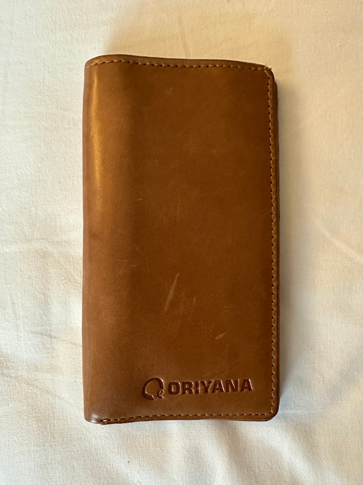Qoriyana Genuine Leather Wallet – Tan Brown, Ophalen of Verzenden, Zo goed als nieuw, Bruin