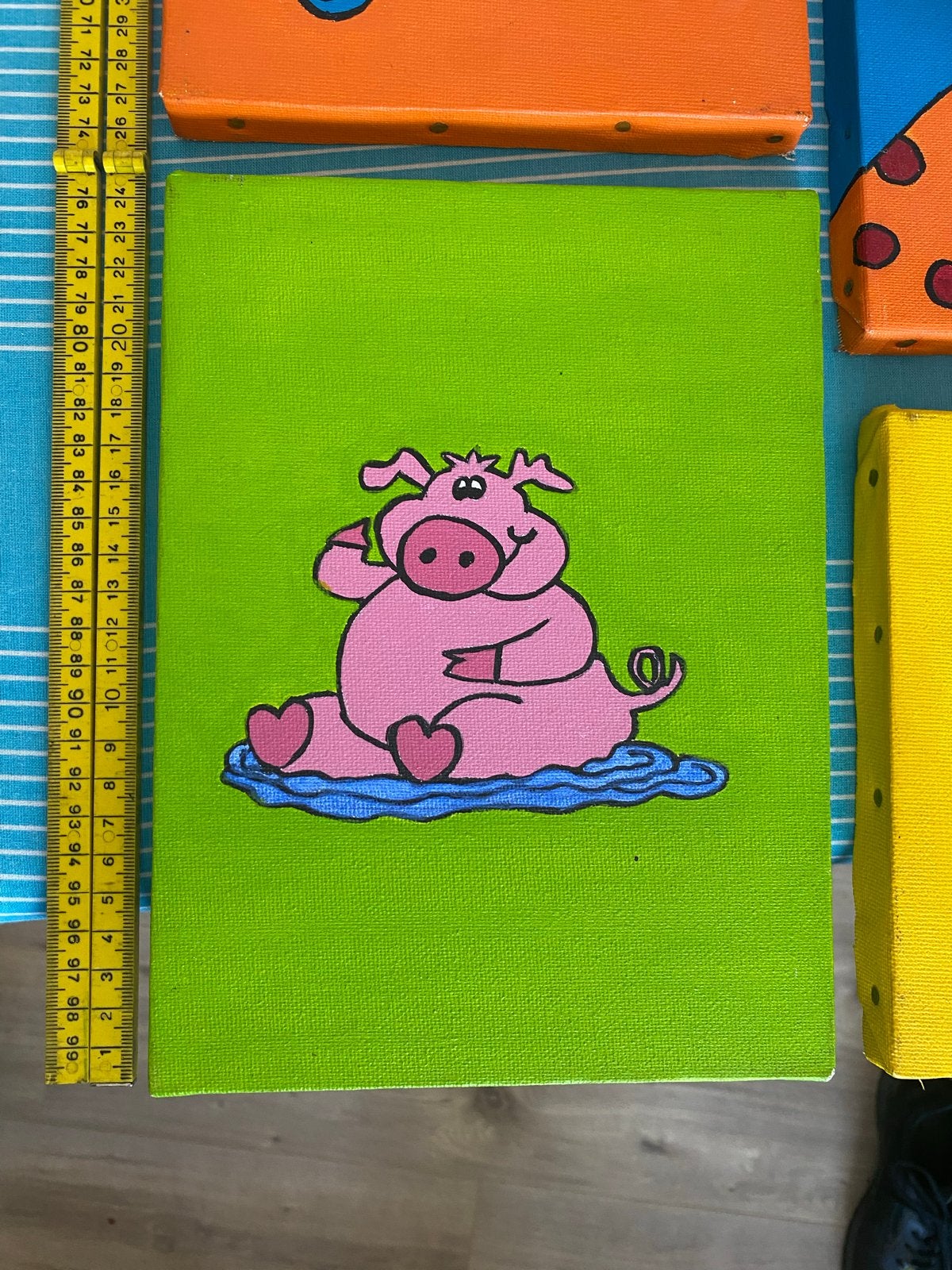 4 Leuke Schilderijtjes voor de Kinderkamer, Minder dan 50 cm, Gebruikt, Oorspronkelijke maker, Ophalen of Verzenden