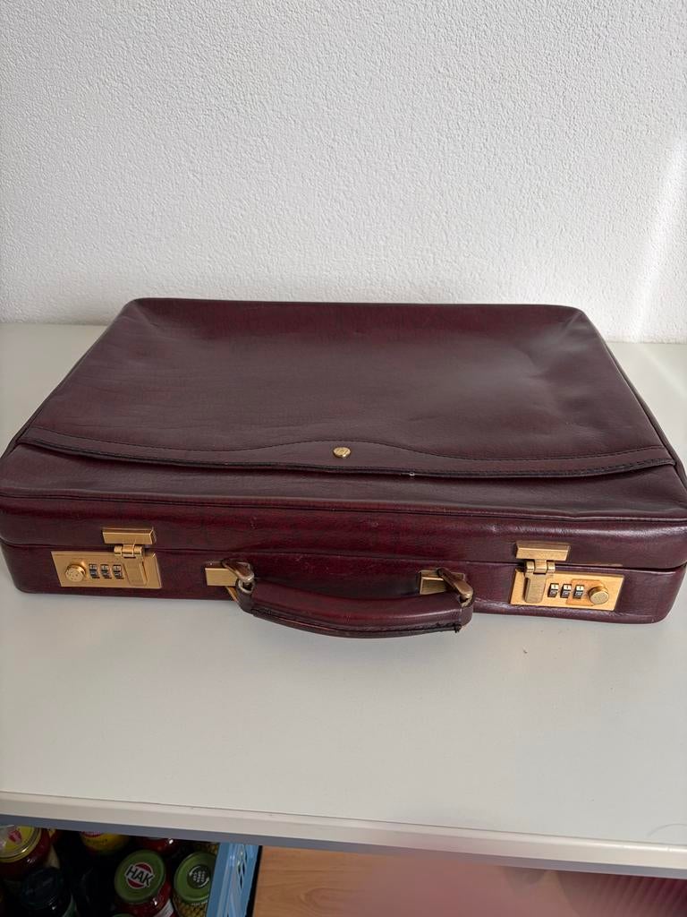 Leren Aktetas met Cijfersloten - Klassiek en Ruim, Sieraden, Tassen en Uiterlijk, Koffers, Ophalen of Verzenden, Zo goed als nieuw