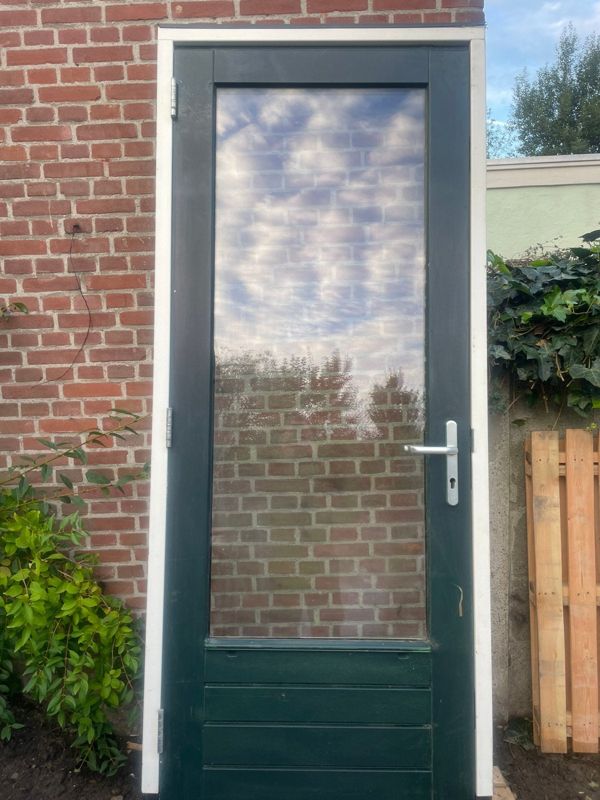 Hardhouten buitendeur met kozijn, Gebruikt, 215 cm of meer, Buitendeur, Hout