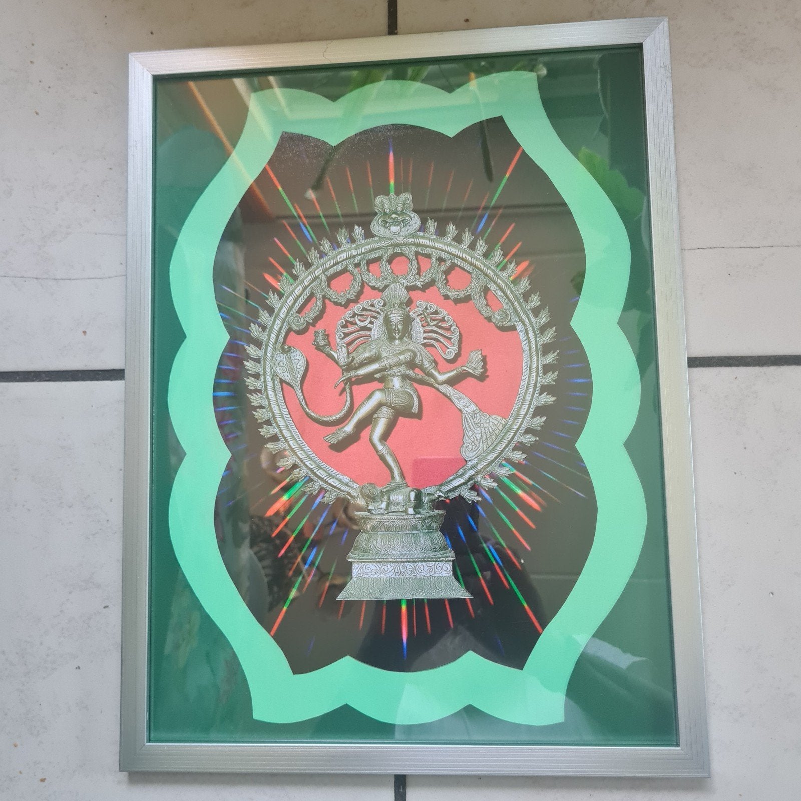 Ingelijste Shiva Nataraja afbeelding, Verzamelen, Religie, Ophalen of Verzenden