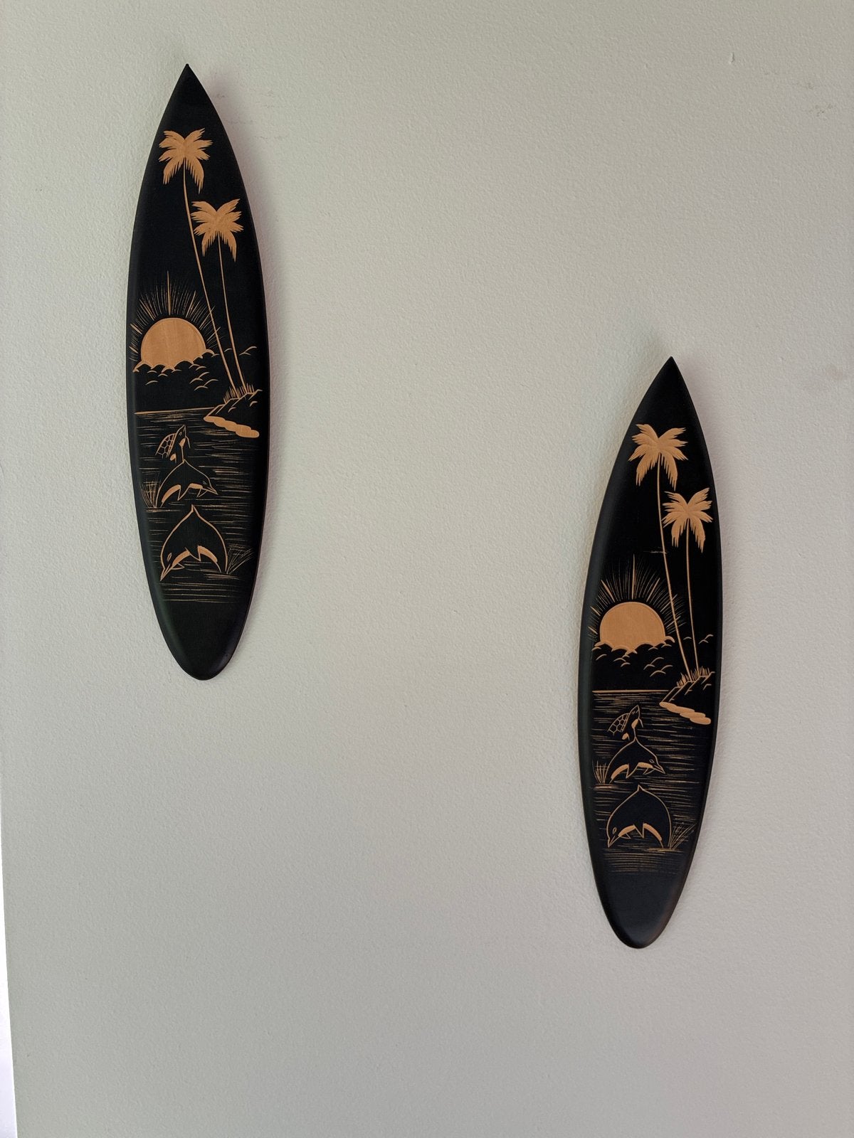 Set van 2 Houten Surfplank Wanddecoratie - Tropisch Design, Huis en Inrichting, Woonaccessoires | Wanddecoraties, Ophalen, Gebruikt