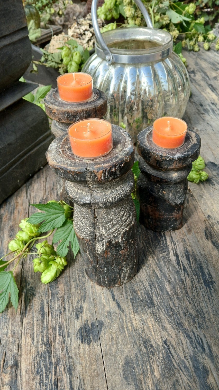 2kandelaartjes zijn 18 cm hg en de kleinere is 13cm hg, Ophalen, Nieuw, Rond, Hout