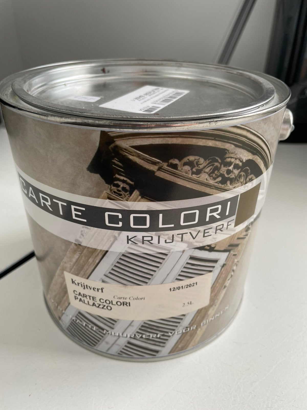 Carte colori NIEUW Krijtverf terra rood/br. Pallazzo 2,5 ltr, Doe-het-zelf en Verbouw, Verf, Beits en Lak, Ophalen, Zo goed als nieuw