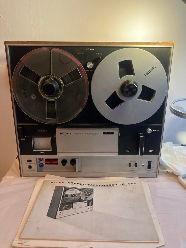 Sony Stereo Taperecorder TC-355 met handleiding, Ophalen of Verzenden, Bandrecorder, Met banden