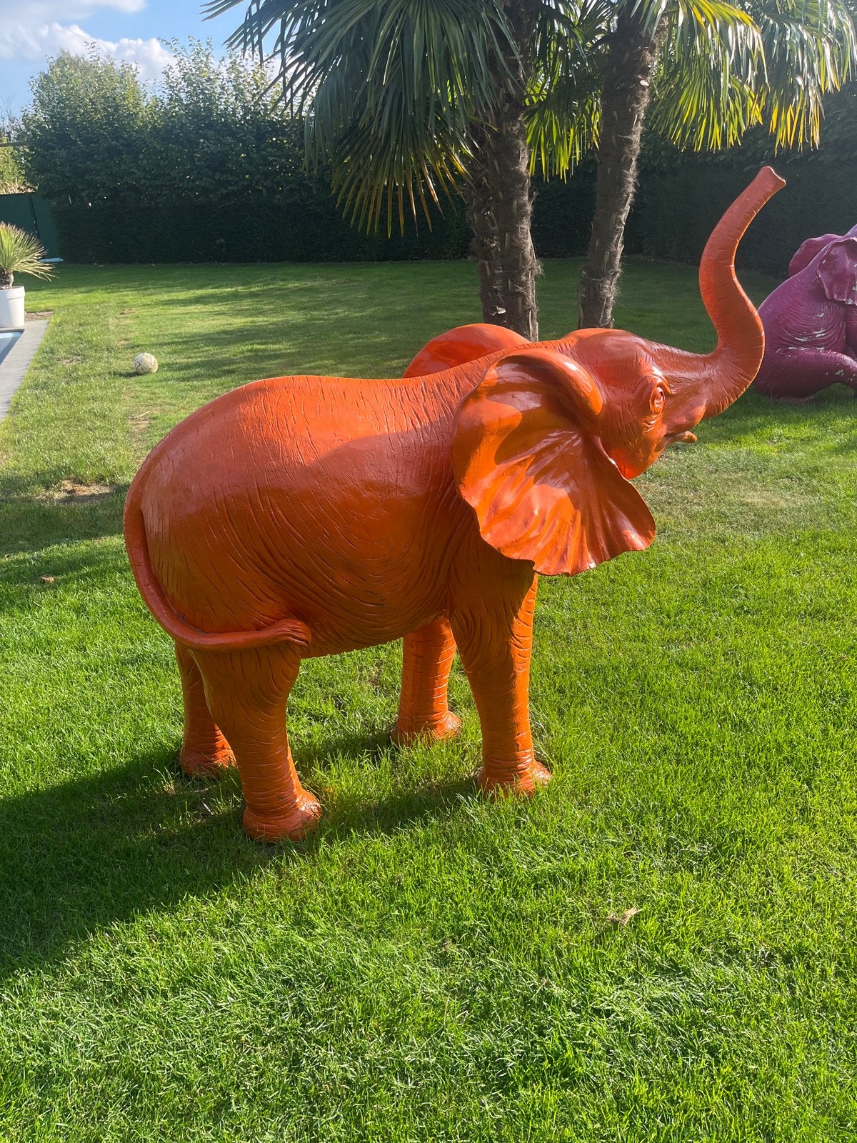 Kleurrijke polyester olifanten voor binnen en buiten, Tuin en Terras, Ophalen of Verzenden, Gebruikt, Kunststof, Dierenbeeld