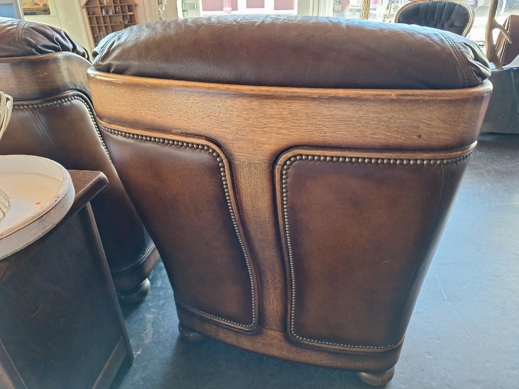 Fijne ouderwetse lederen fauteuils, Huis en Inrichting, Fauteuils, Ophalen, Gebruikt, Onbekend, 75 tot 100 cm