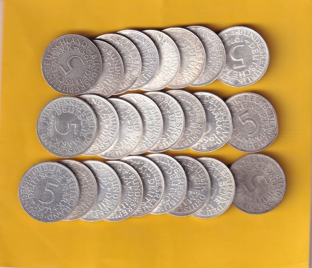 Duitsland 25 Zilveren 5 Mark Munten Divers, Verzenden, Duitsland, Setje, Zilver