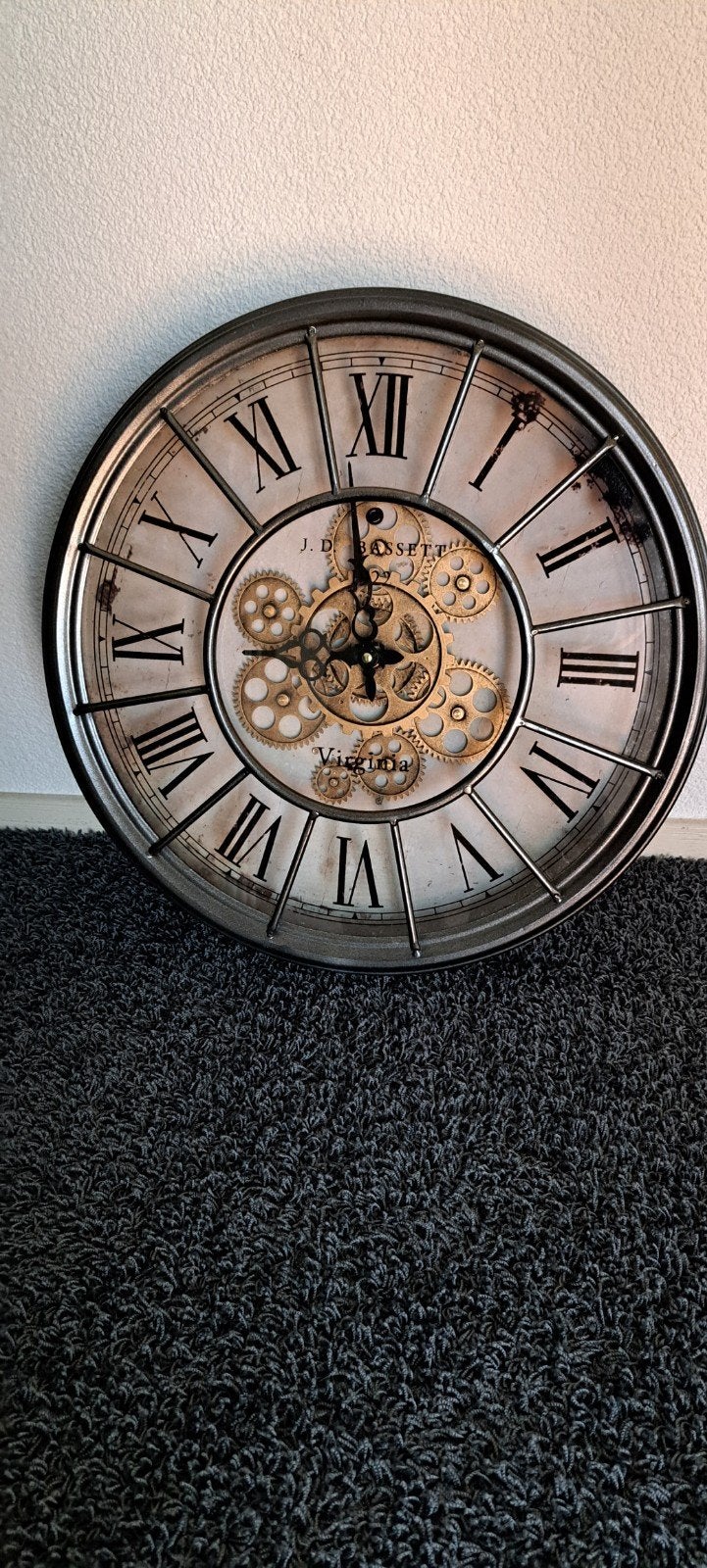 Grote Industriële Wandklok met Zichtbaar Uurwerk, Ophalen