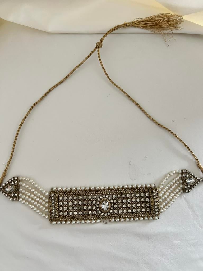 Indian bollywood kundan ketting choker, Ophalen of Verzenden, Zo goed als nieuw, Overige materialen