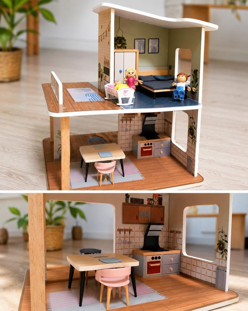 Playtive Houten Poppenhuis met Meubels en Poppen, Kinderen en Baby's, Speelgoed | Poppenhuizen, Ophalen, Gebruikt, Poppenhuis