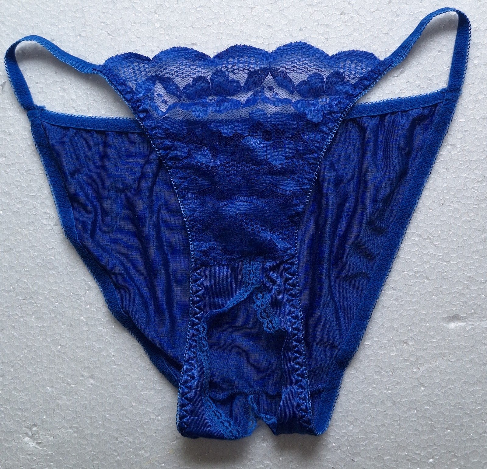 Sexy nieuwe cobaltblauwe "openkruis"-slip M/L, Kleding | Dames, Verzenden, Blauw, Slip