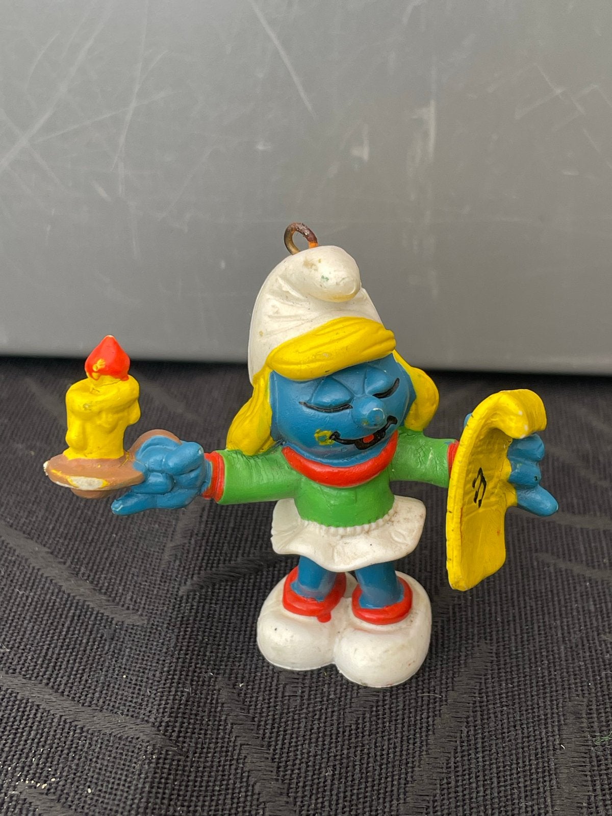 Smurfin kerstfiguur met kaars en liedboekje, Ophalen of Verzenden, Gebruikt, Smurfin, Poppetje, Figuurtje of Knuffel