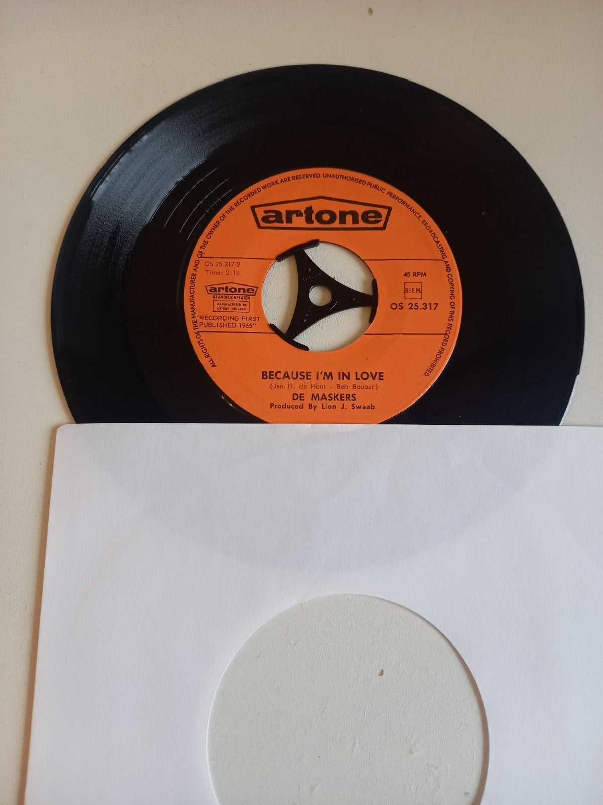De Maskers - Brand New Cadillac / Because I'm In Love (Singl, Gebruikt, Originele persing, 7 inch, Single