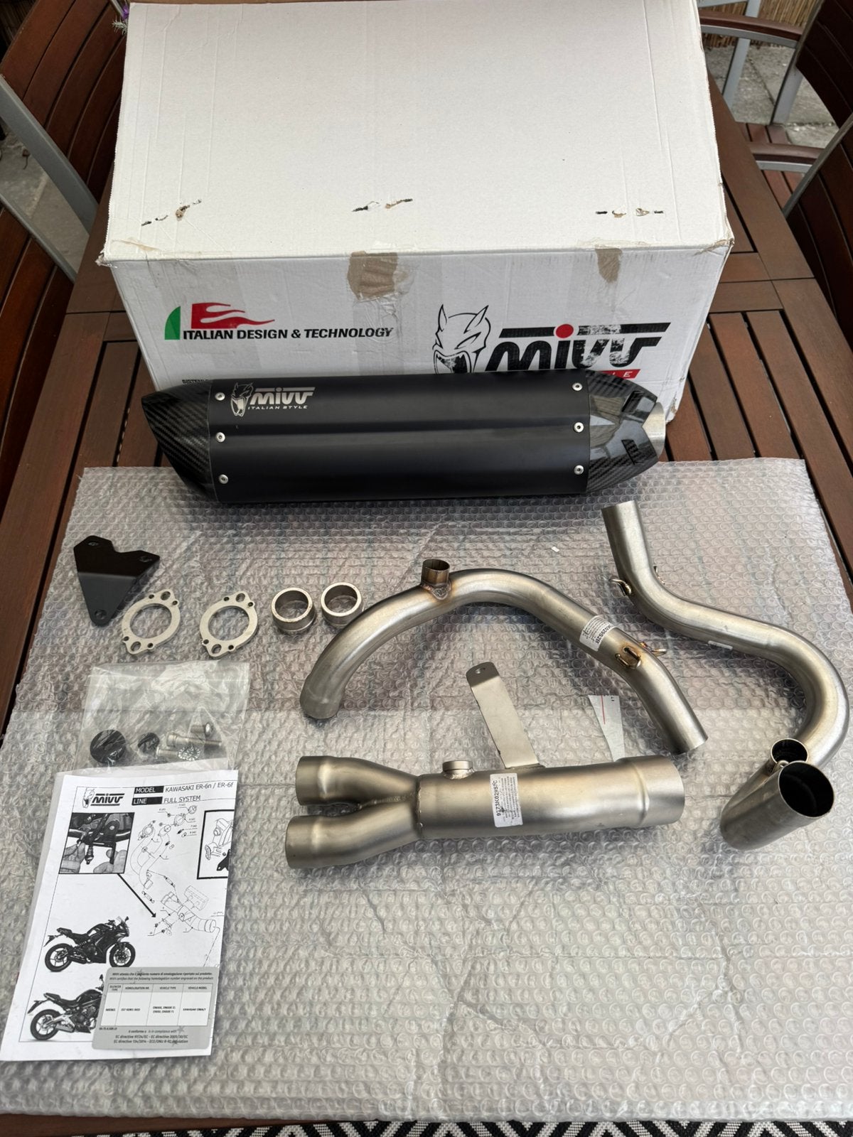MIVV uitlaatsysteem kawasaki ER-6N / ER-6F 650, Motoren, Ophalen of Verzenden