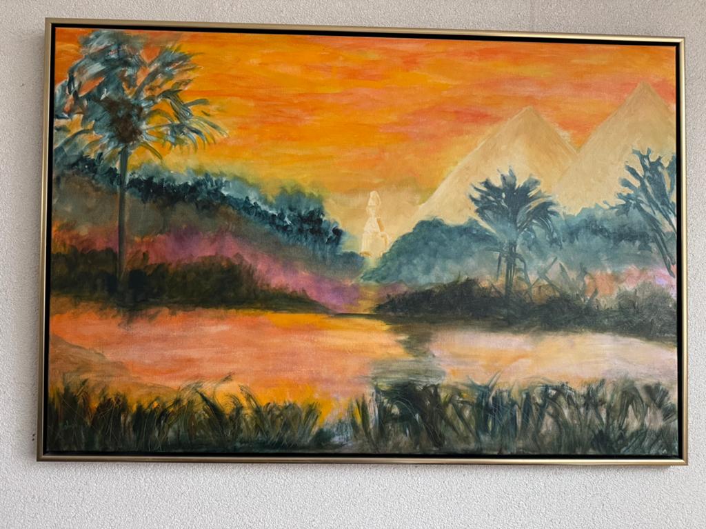 Schilderij van landschap Coby Lammers 123x83cm, Antiek en Kunst, Kunst | Schilderijen | Klassiek, Ophalen