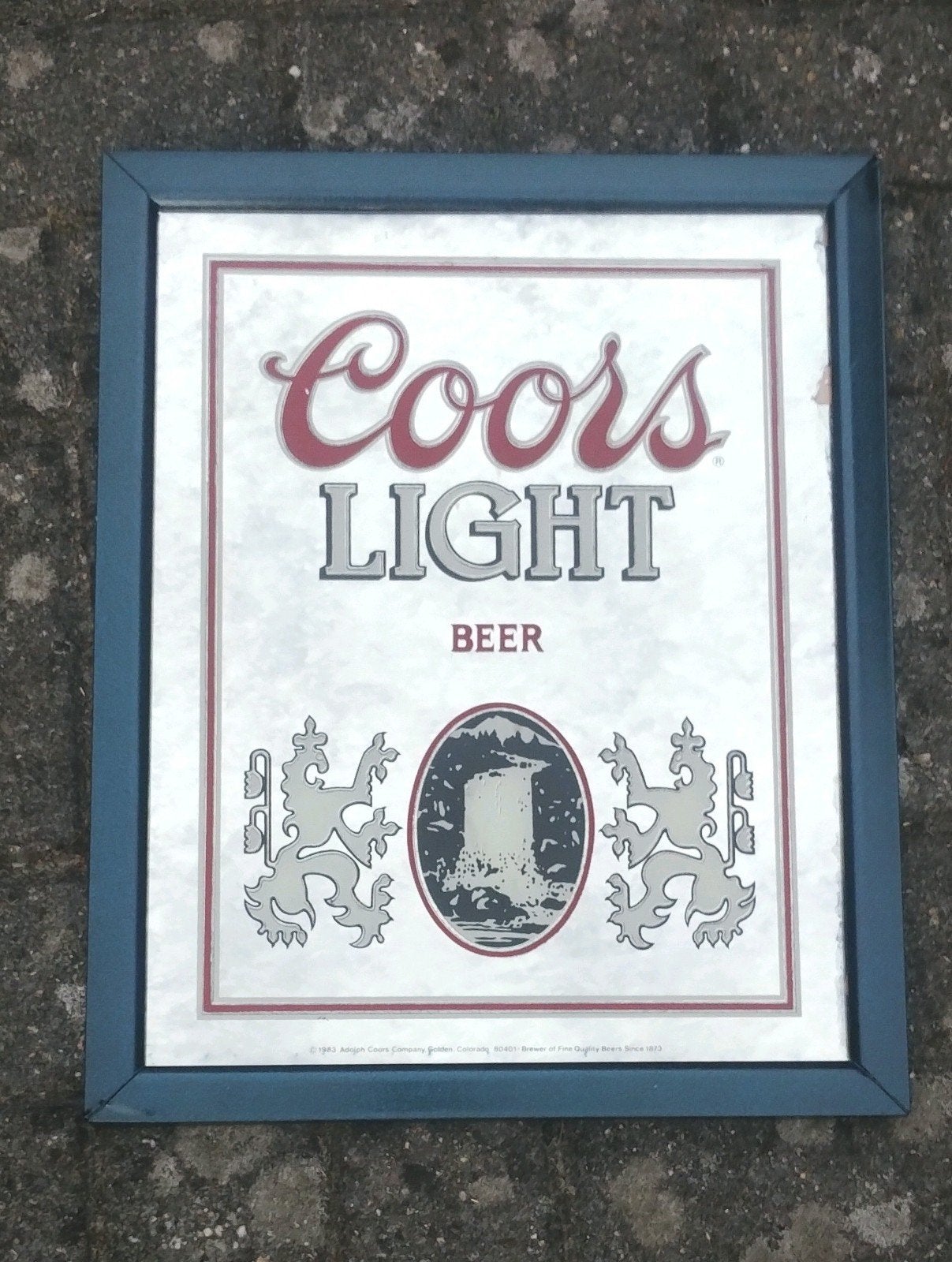 vintage Coors Light beer reclame spiegel, Ophalen of Verzenden, Gebruikt, Reclamebord, Plaat of Schild, Overige merken
