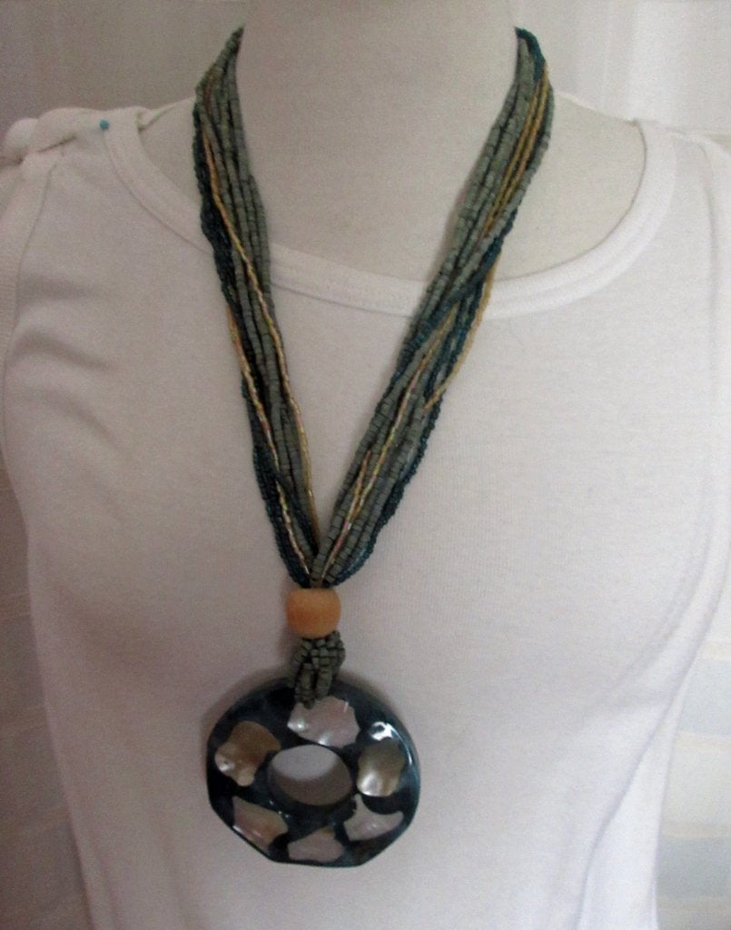 ketting 16 Grote hanger aan kralen retro vintage jaren 80, Sieraden, Tassen en Uiterlijk, Ophalen of Verzenden, Zo goed als nieuw
