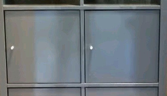 ikea Kallax deur hoogglans grijs vakkenkast, Ophalen, 50 tot 100 cm, Zo goed als nieuw, Minder dan 100 cm