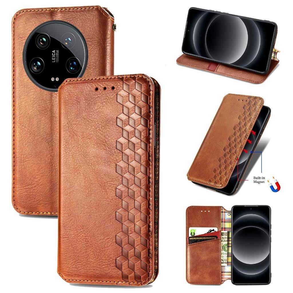 Luxe PU Lederen Wallet Case Set voor Xiaomi 14 Ultra _ Bruin, Verzenden, Nieuw, Hoesje of Tasje
