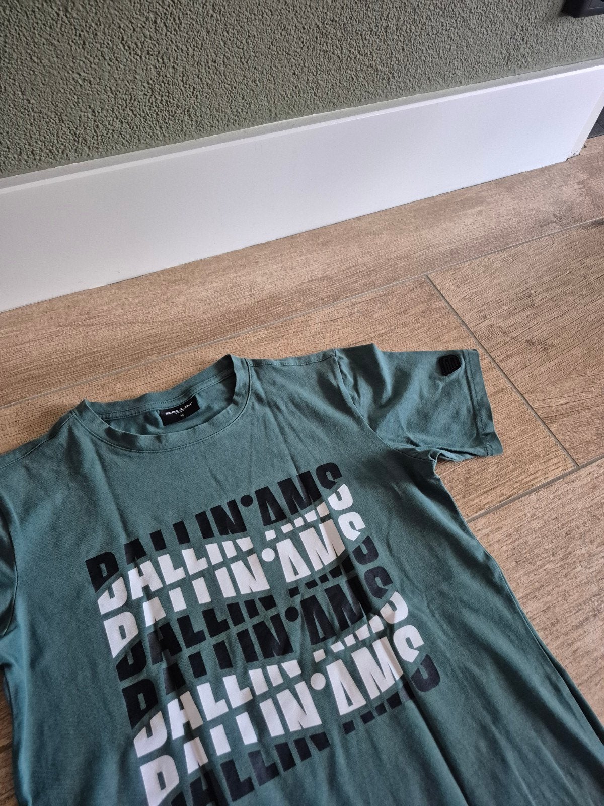 T-shirt Ballin Amsterdam, groen met print, maat 164, Gebruikt, Ophalen of Verzenden, Shirt of Longsleeve, Ballin Amsterdam