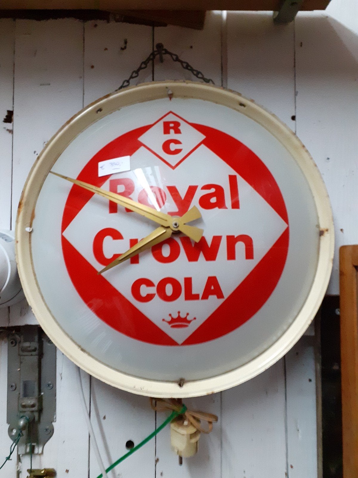 Jaren '50 Royal Crown Cola Reclame Wandklok 220V, Verzamelen, Merken en Reclamevoorwerpen, Ophalen of Verzenden, Gebruikt, Lichtbak of (neon) lamp