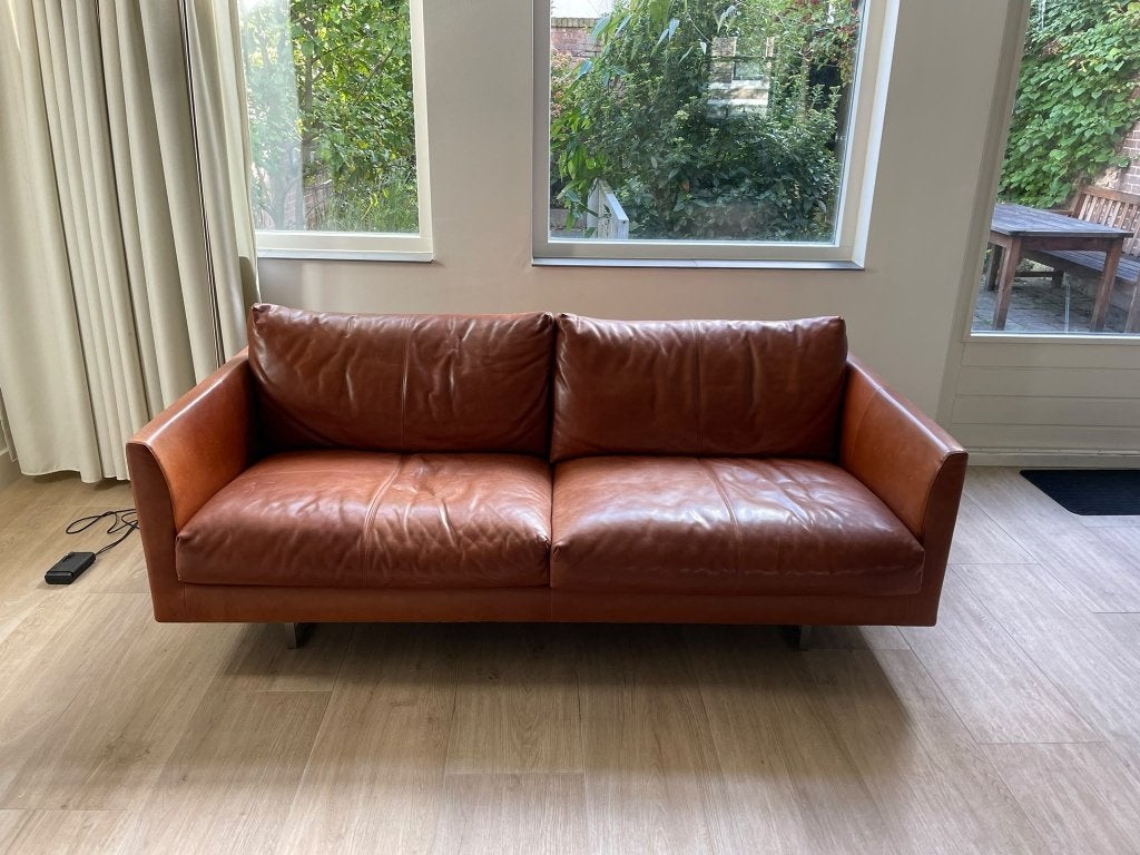Genuine Leather Couch, Ophalen, Gebruikt, 150 tot 200 cm, Driepersoons