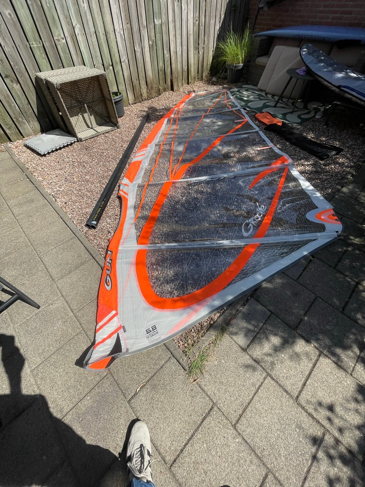 Gunsails Groove 6.8 m² windsurfzeil met mast, Watersport en Boten, Windsurfen, Ophalen, Met mast, Gebruikt, 6.5 m² tot 8 m²