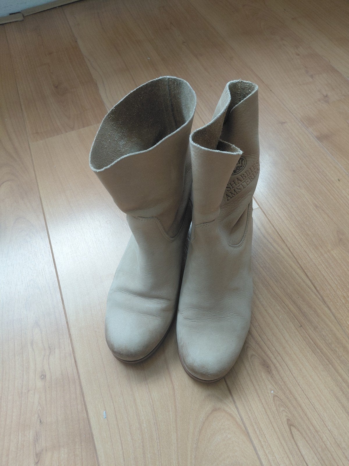 Shabbies Amsterdam beige leren enkellaarzen, maat 38, Shabbies Amsterdam, Beige, Lage of Enkellaarzen, Ophalen of Verzenden