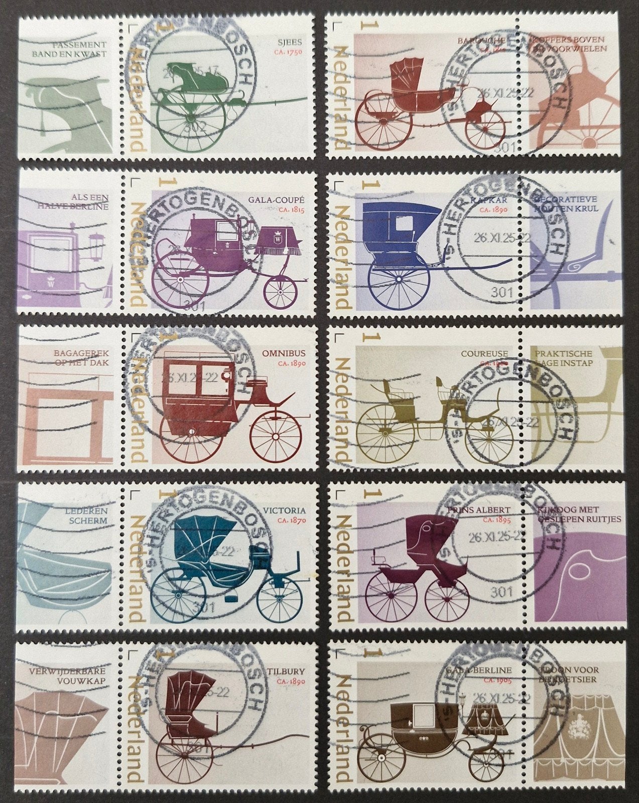SET + TAB Klassieke rijtuigen gestempeld 2025, Verzenden, Na 1940, Gestempeld
