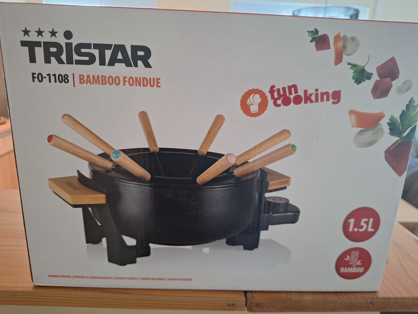 Tristar FO-1108 Bamboe Fondue - 1.5L, Witgoed en Apparatuur, Fonduesets, Ophalen of Verzenden, Nieuw, Fondueset