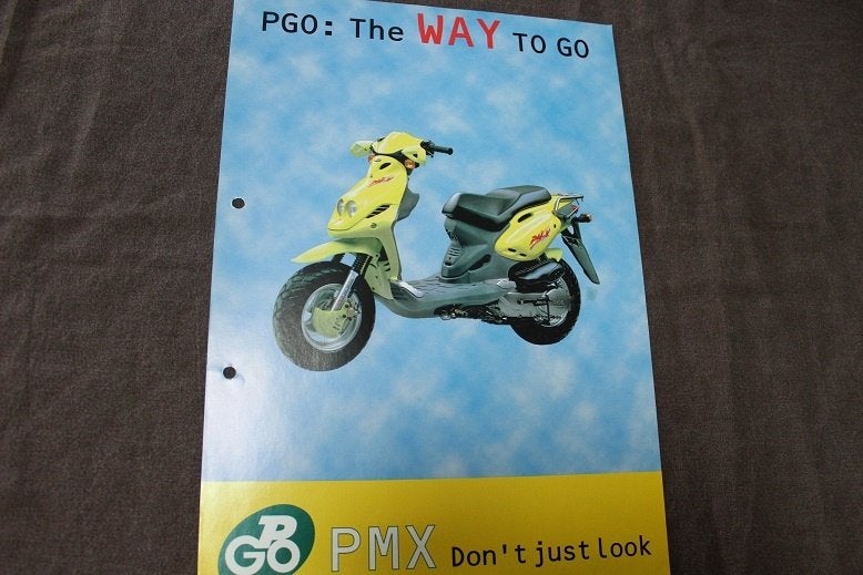 PGO PMX scooter verkoop folder, Ophalen of Verzenden, Gebruikt