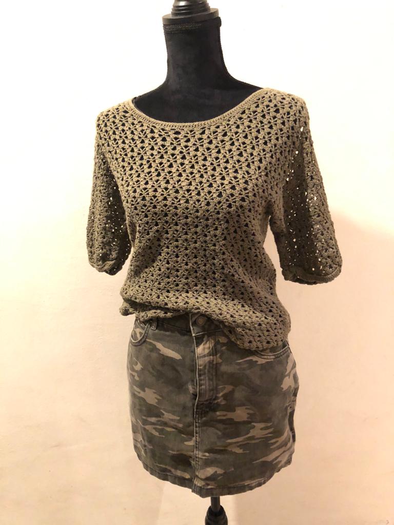 Rokje, khaki, military look, mt L/40, katoen, Maat 38/40 (M), Ophalen of Verzenden, Zo goed als nieuw, Boven de knie