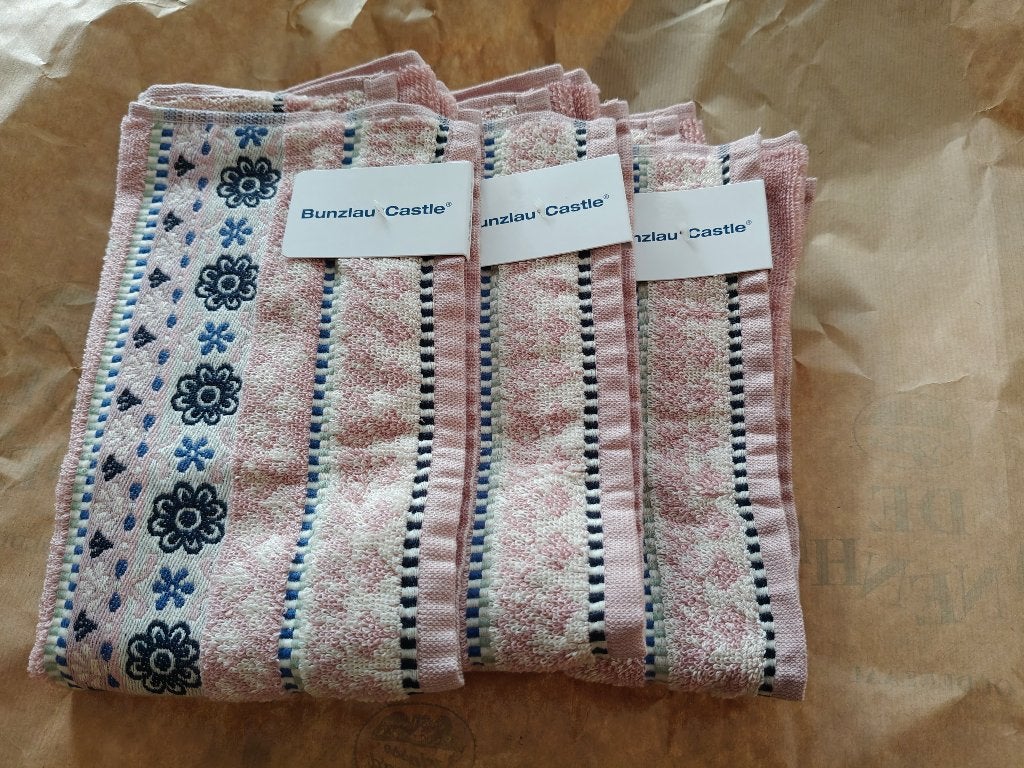 3x roze blauw bunzlau Keuken handoek, Ophalen, Katoen, Tweezijdig, Nieuw