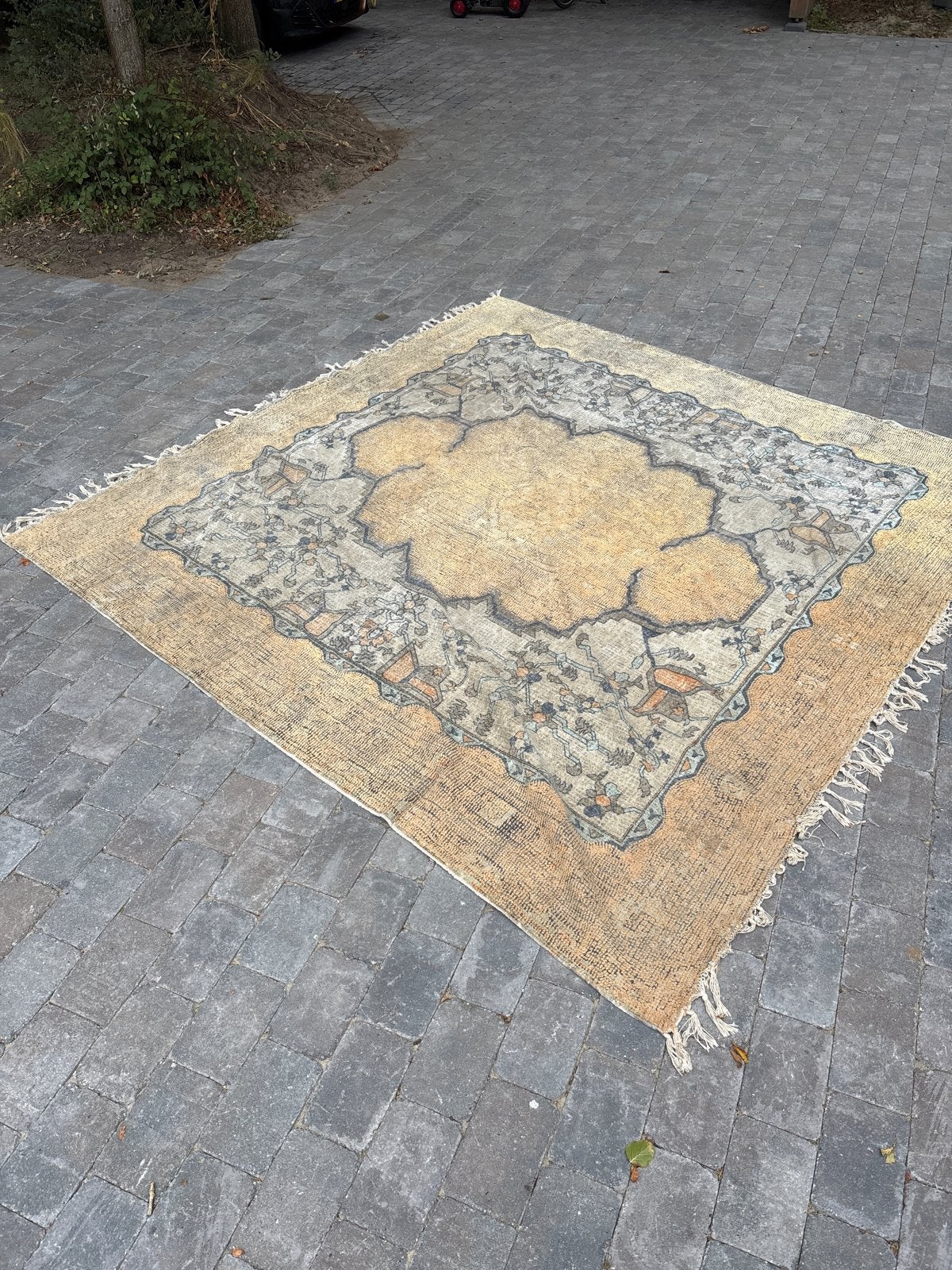 HKliving Vloerkleed 100% Katoen - Oosters Patroon, Ophalen, Gebruikt, Beige, 150 tot 200 cm