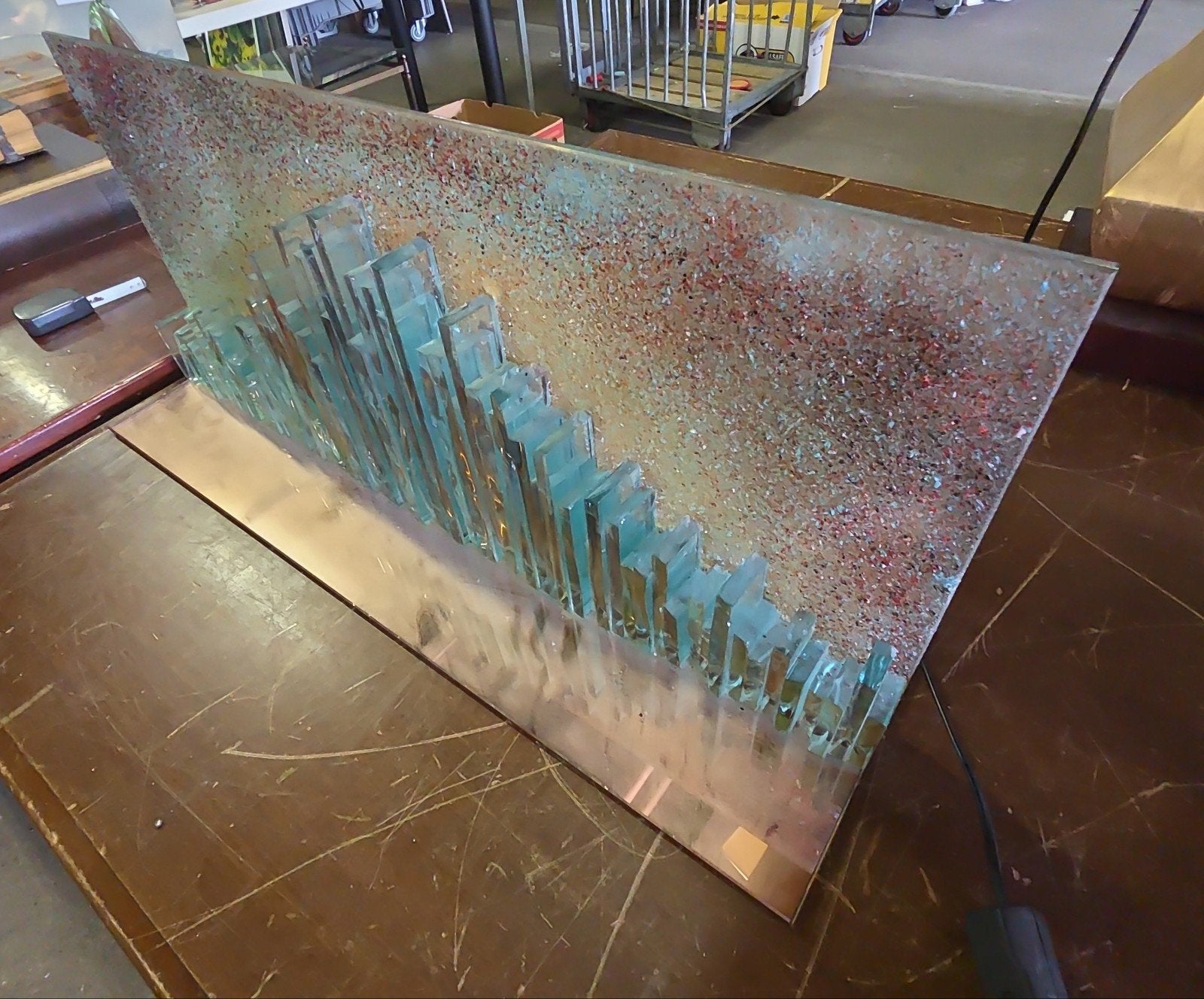 glass fusing verlichting 3d glassculptuur lamp skyline, Ophalen