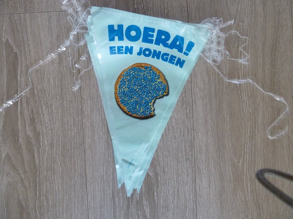 Vlaggenlijn Geboorte Zoon, Ophalen of Verzenden, Gebruikt, Versiering, Geboorte of Huwelijk