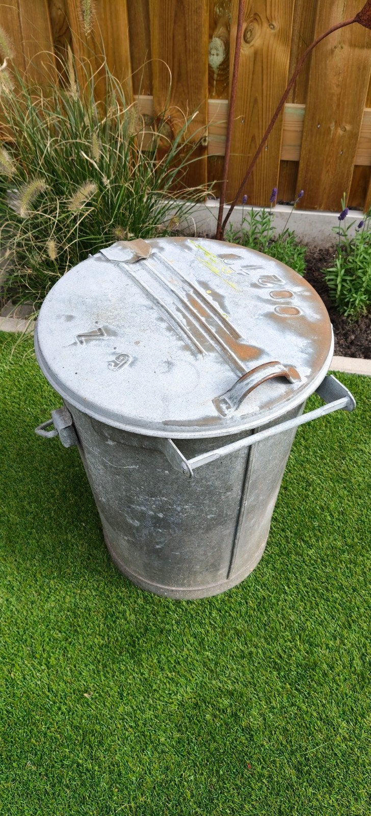 Zinken vuilnisemmer, Tuin en Terras, Ophalen, Gebruikt