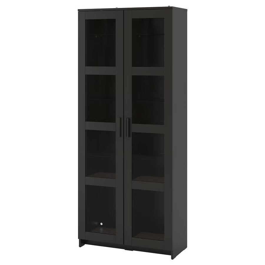 IKEA BRIMNES Vitrinekast met glazen deuren, zwart 2 stuks, Huis en Inrichting, Kasten | Vitrinekasten, Ophalen, Gebruikt, 50 tot 100 cm