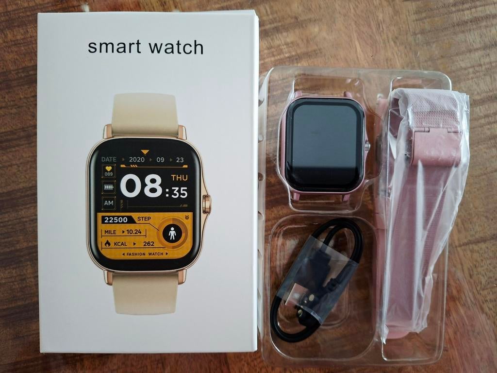 Nieuwe Smartwatch met extra bandje - Roze/Goud, Nieuw, Ophalen of Verzenden, Roze, Stappen