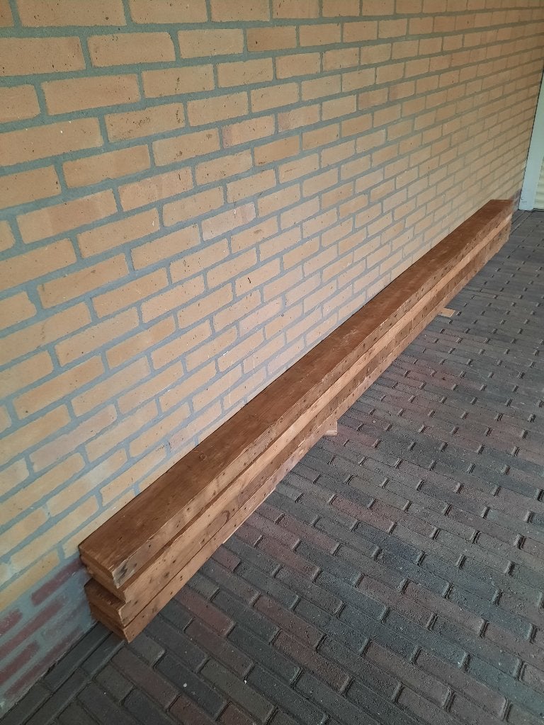 te koop vier balken vuren hout, Ophalen, Gebruikt, 250 cm of meer, Balken