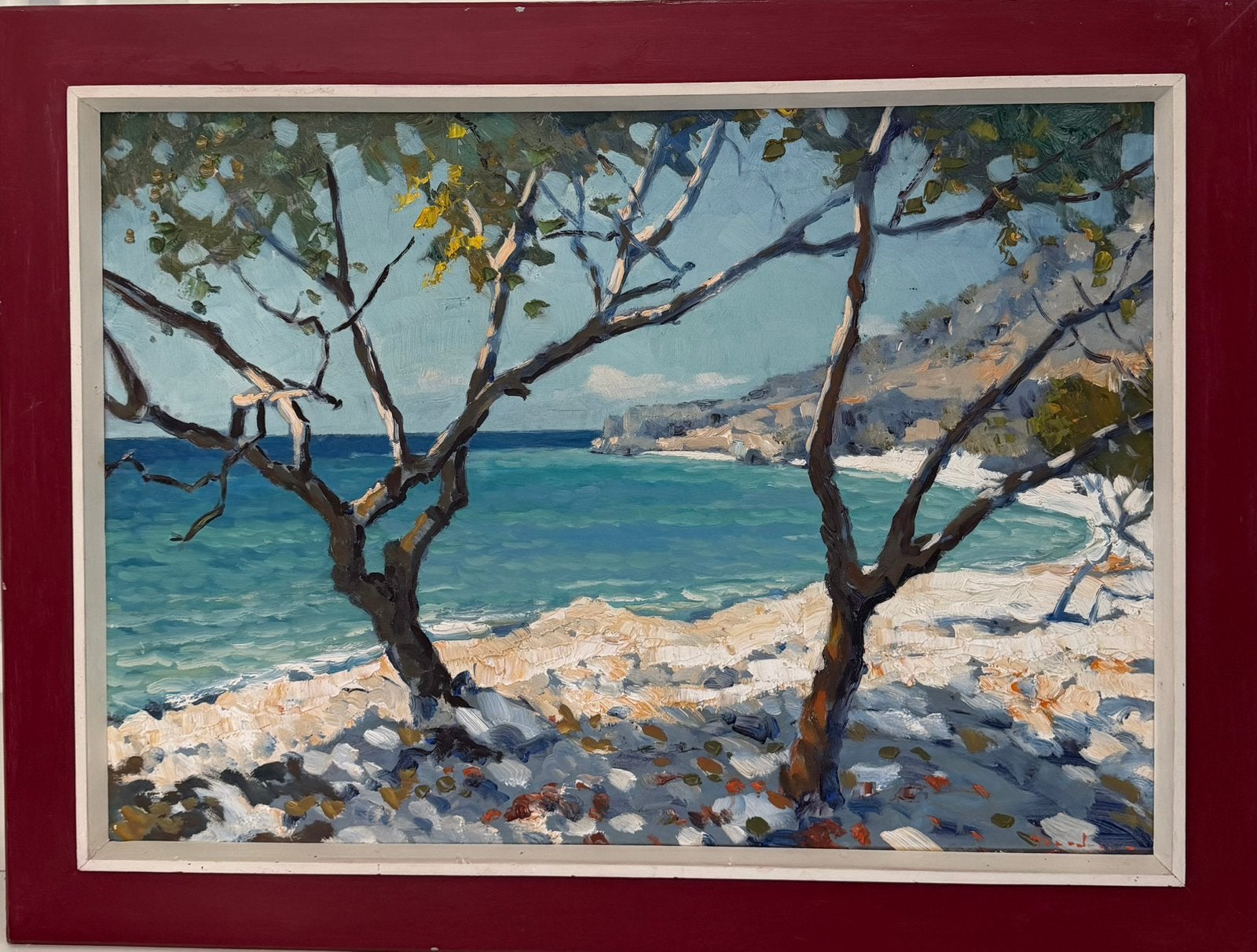 Machiel Hagedoorn - kustgezicht Curacao, Antiek en Kunst, Kunst | Schilderijen | Klassiek, Ophalen, Maritiem / water, Overige ondergronden