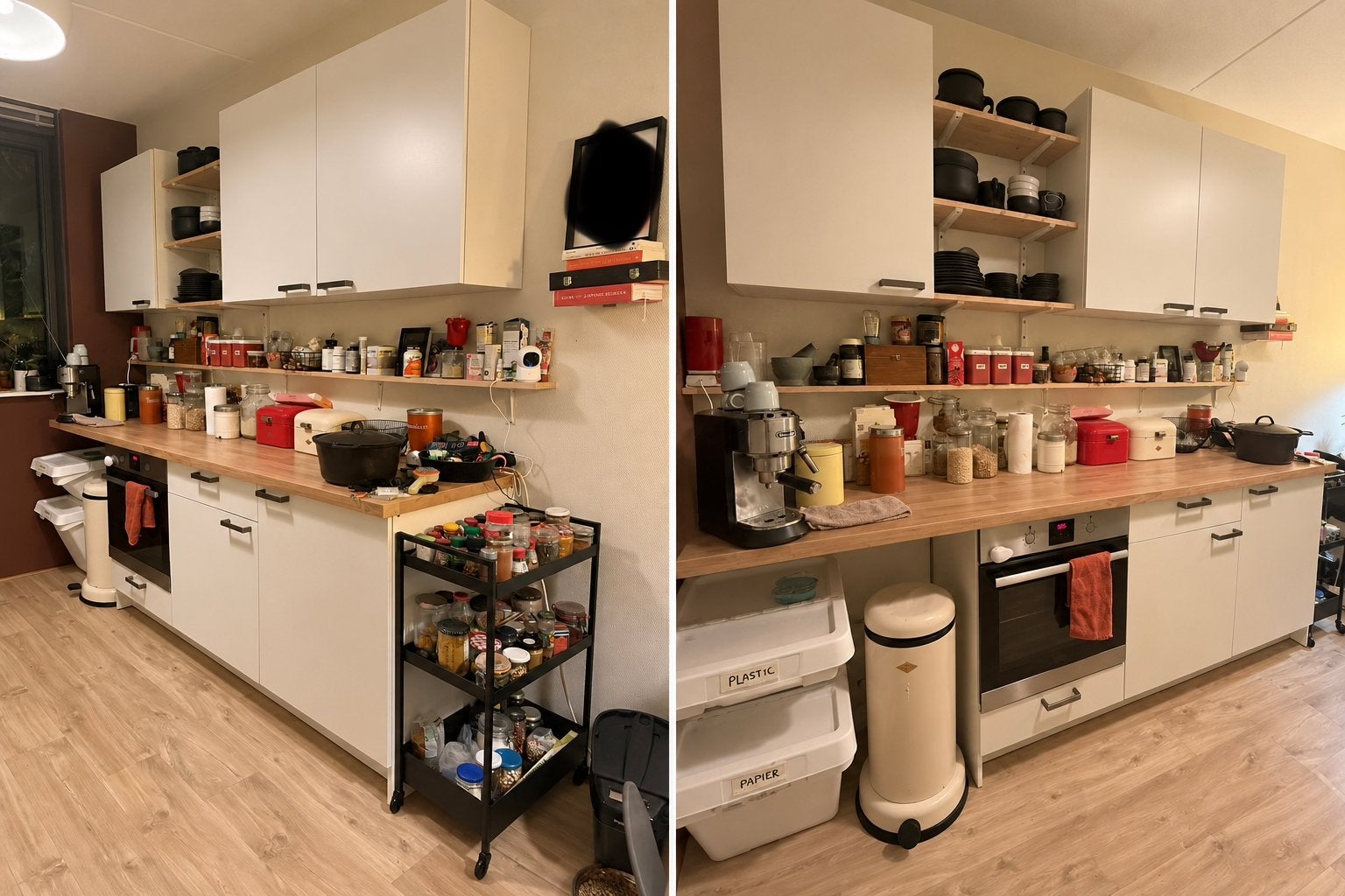 IKEA Keukenblok met AEG Inbouwoven en Kastjes, Ophalen, Wit, Enkelwandige keuken, Zo goed als nieuw