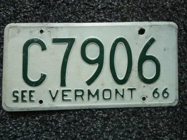 Kentekenplaat licenseplate See Vermont 1966 USA, Verzenden, Gebruikt, Auto's