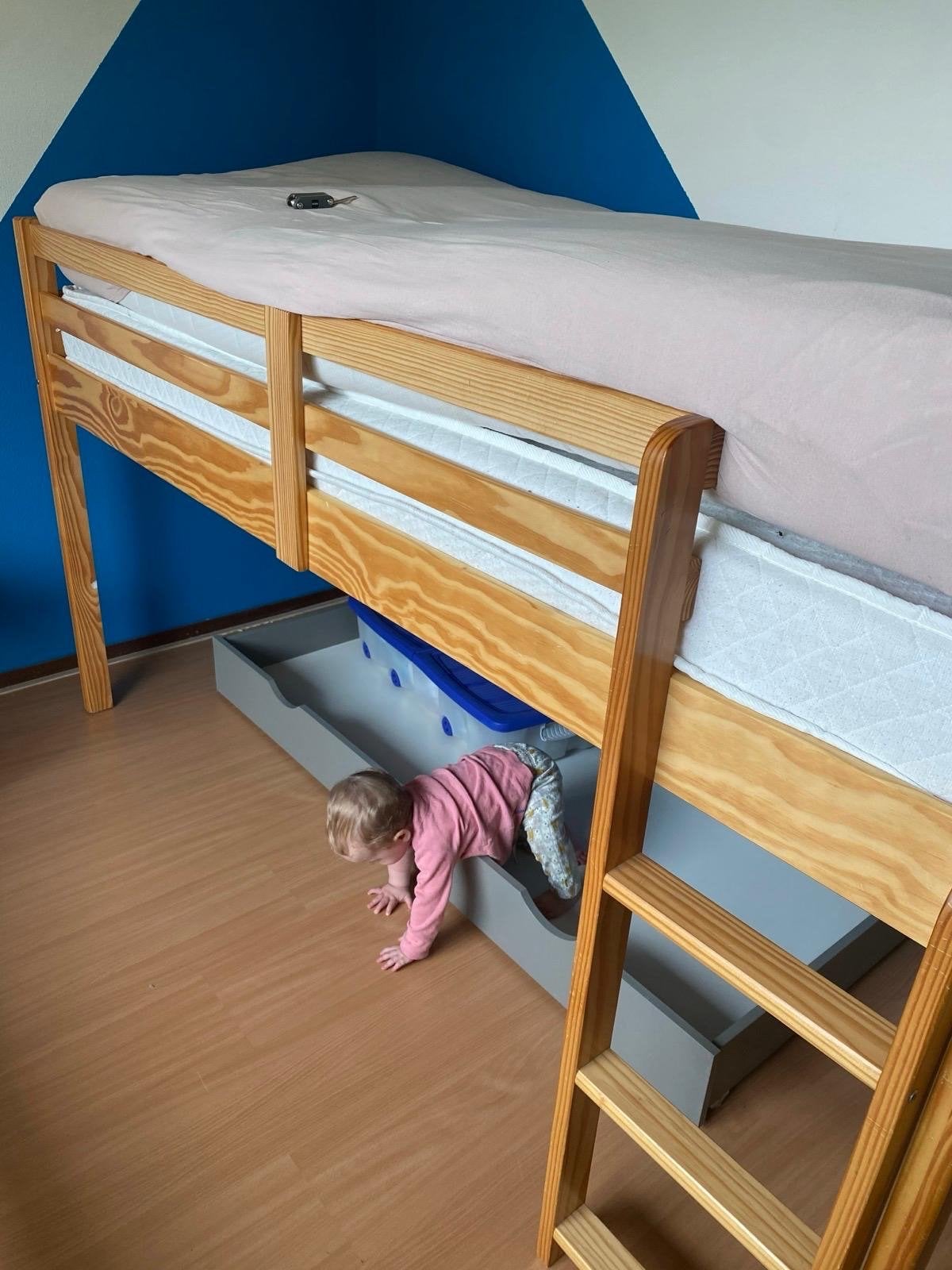 Vandaag gratis op te halen: Halfhoogslaper 200x90x114cm, Huis en Inrichting, Ophalen, Gebruikt, 90 cm, Eenpersoons