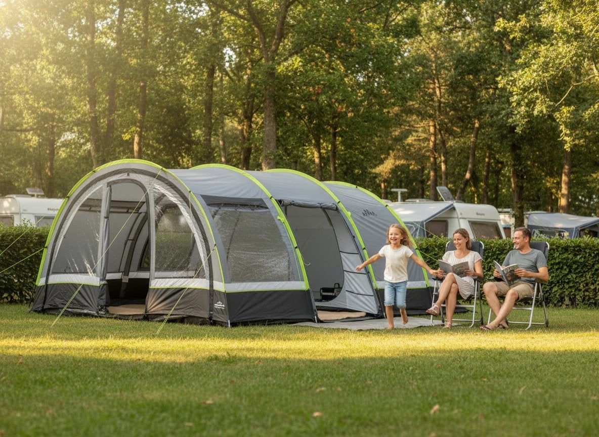 Lugano 6XL Excellent CoolDark Tunneltent + Gaaswand + Luifel, Ophalen, Zo goed als nieuw, Tot en met 6