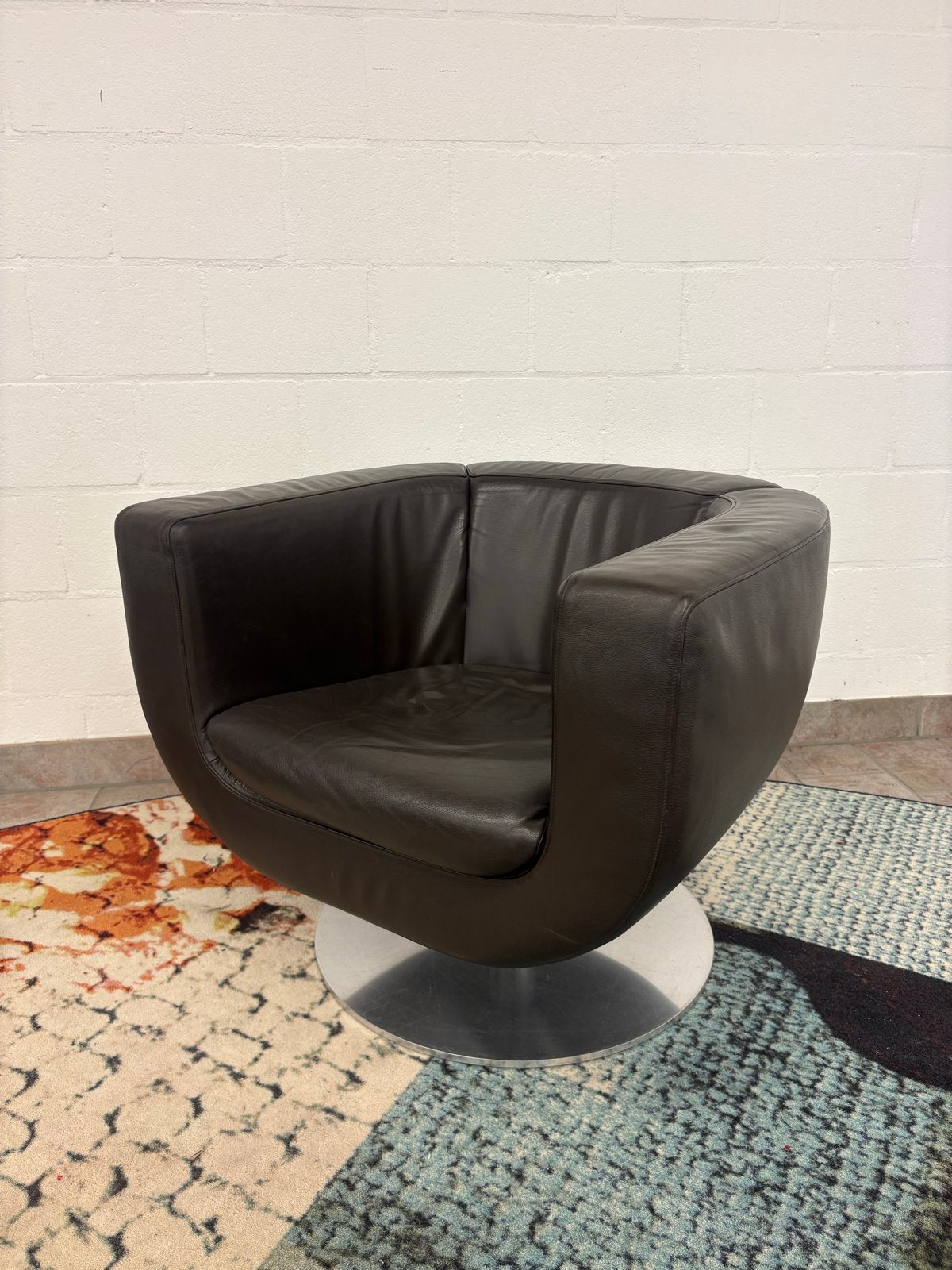 B&B Italia Tulip Fauteuil - Bruin Leer, Ophalen, Gebruikt, Nikverheidsweg 13b, Leer