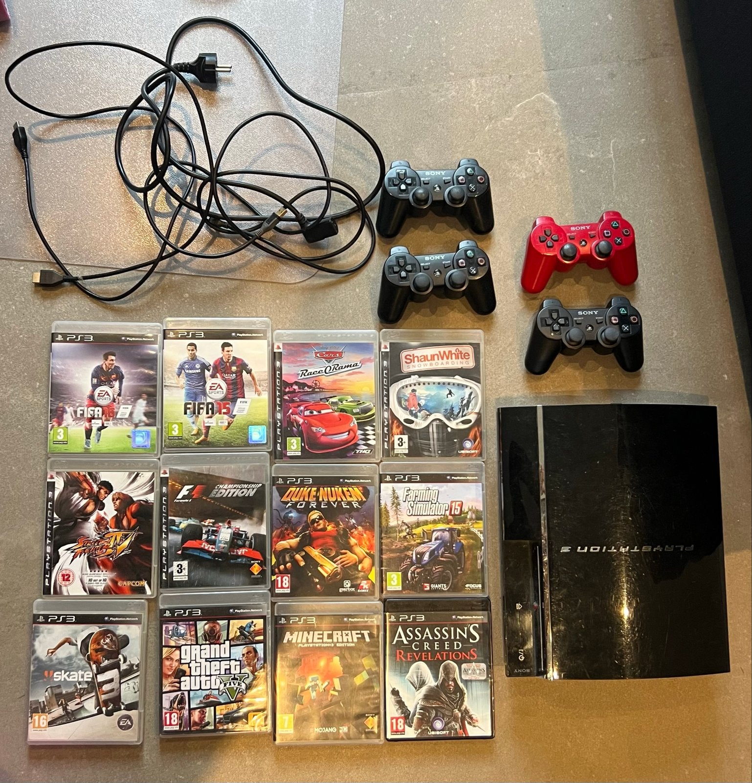 PlayStation 3 (PS3) met 4 controllers en 10 spellen, Avontuur en Actie, Gebruikt, Vanaf 18 jaar, Ophalen of Verzenden